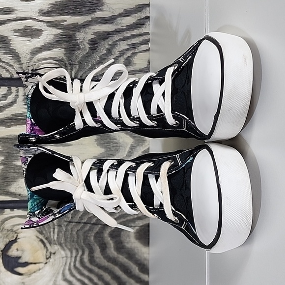Coach Bonney Logo Butterfly Interior High Top Black Sneakers - Women's Size 8.5B - Picture 8 of 12